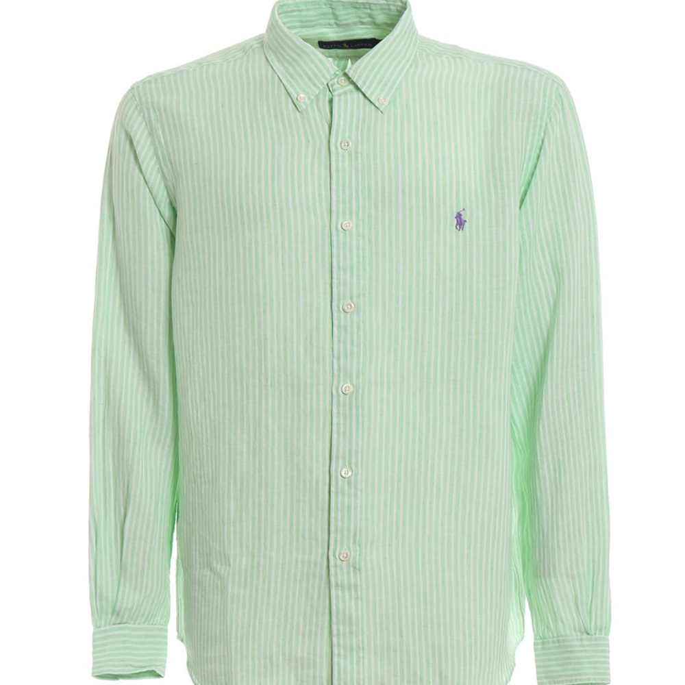 MINT STRIPED GREEN POLO RALPH LAUREN LINEN SHIRT